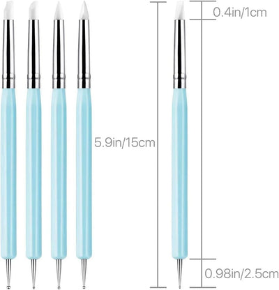 5Pcs Silicone Clay Sculpting Tool for Brush Modeling Dotting Nail Art Pottery Clay Tool DIY Carving Sculpting Tools Soft Head - Smarsty
