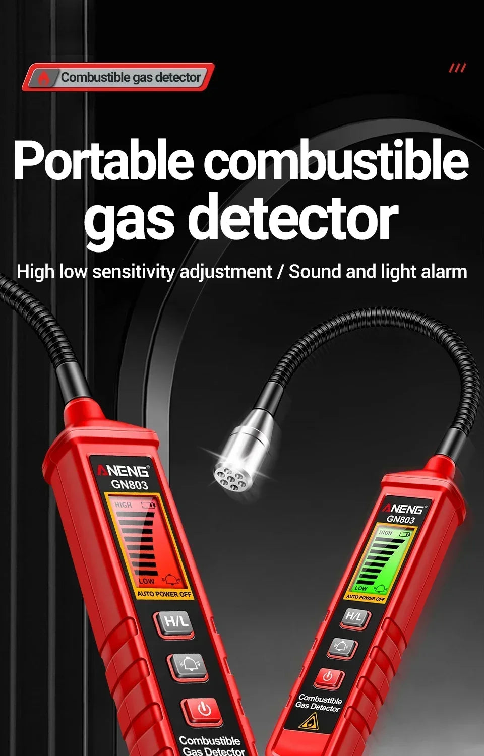 ANENG GN803 Portable Gas Leak Detector with LCD Display - Smarsty