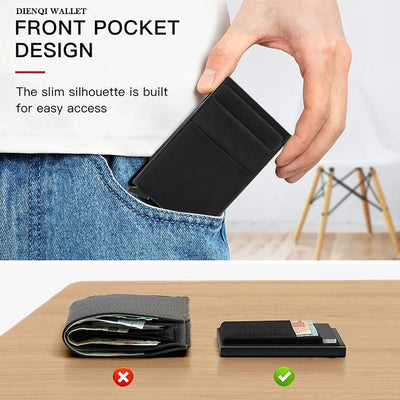 Rfid Credit Card Holder Men Thin Slim Mini Minimalist Wallets Luxury Metal Bank ID Cardholer Case Wallet for Men Carteras Choice - Smarsty