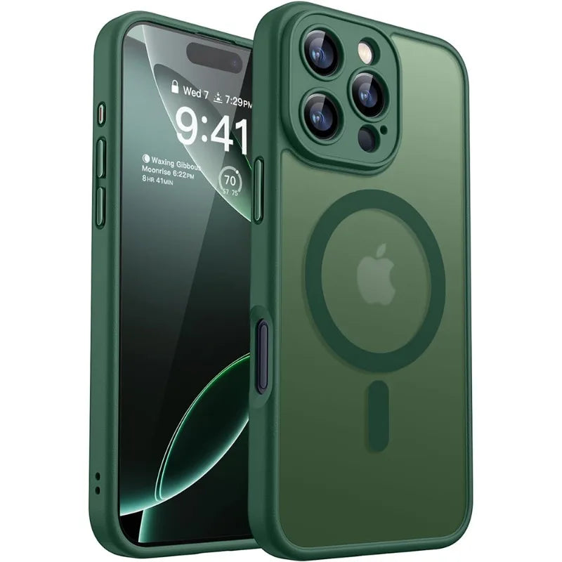 Luxury Frosted Phone Case For iPhone 16 15 14 13 12 11 Pro Max Plus 17 Air For Magsafe Matte Transparent Magnetic Cover - Smarsty