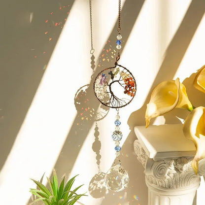 Colorful Tree Of Life Crystal Glass Pendant For Gardens - Smarsty