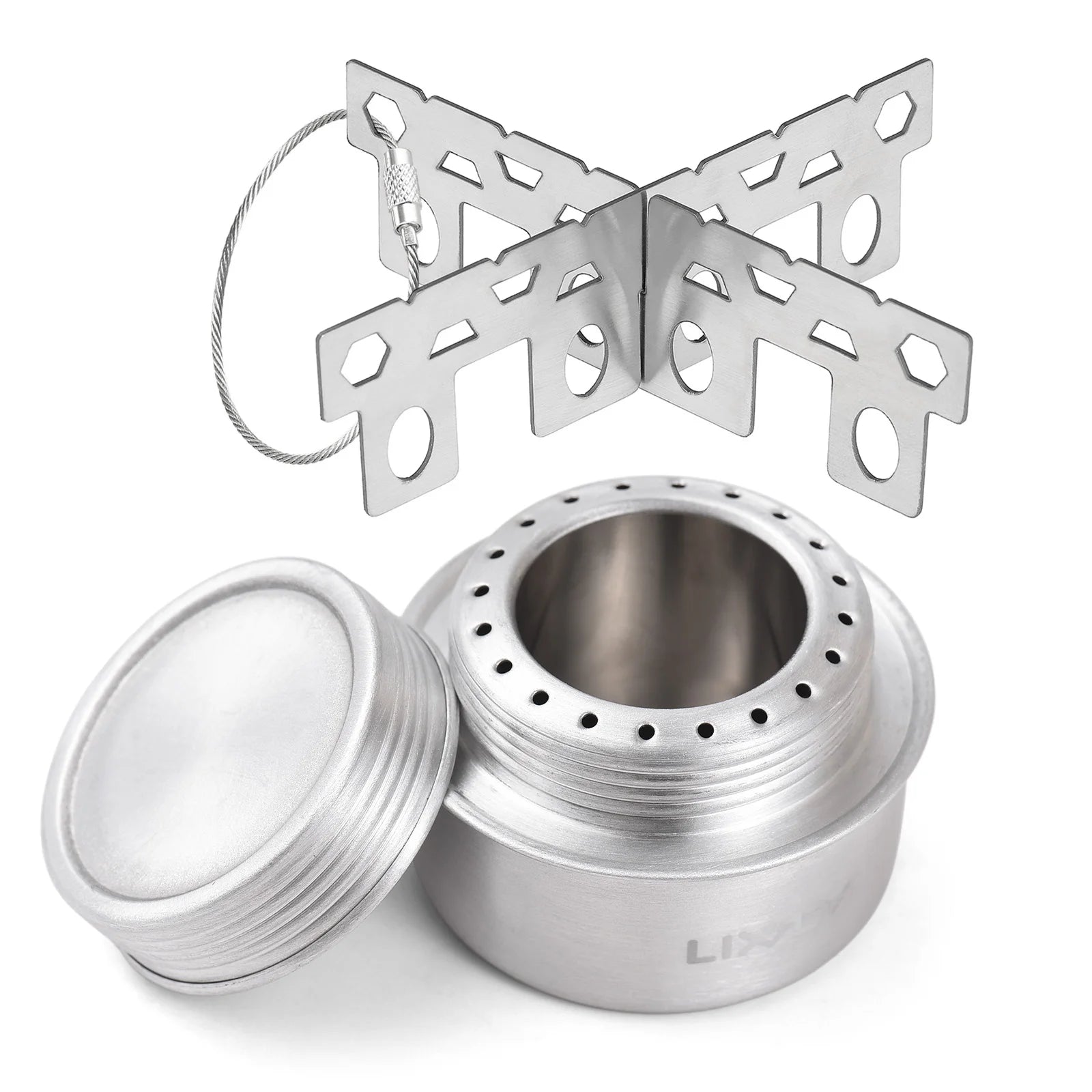 Outdoor Mini Alcohol Stove Aluminum Alloy Alcohol Stove with Lid Outdoor Camping Hiking Backpacking Cooking Stove