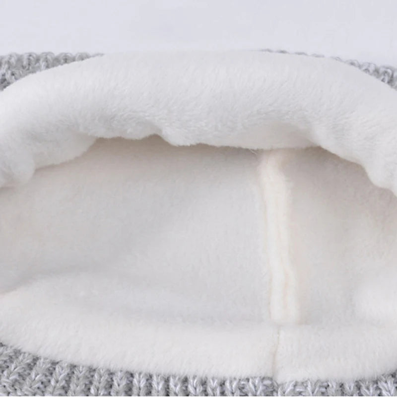 Winter Kids Hat Set Warm Beanie Scarf Gloves Pompom Fleece - Smarsty