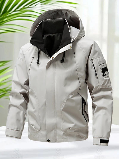Waterproof Jacket Men Outdoor Softshell Zip Up Hooded Jacket Windbreaker Hiking Camping Coats Lightweight Spring Autumn Coats by Smarsty