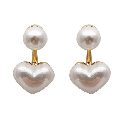 Pearl Stud Earrings Heart Design Elegant Wedding Gift - Smarsty