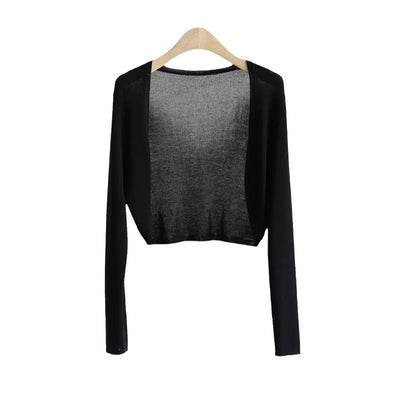 Sun Protection Knit Cardigan Women's Thin Coat Ice Silk Outerwear Cover-up Shawl Air Conditioning Shirt Summer - Smarsty