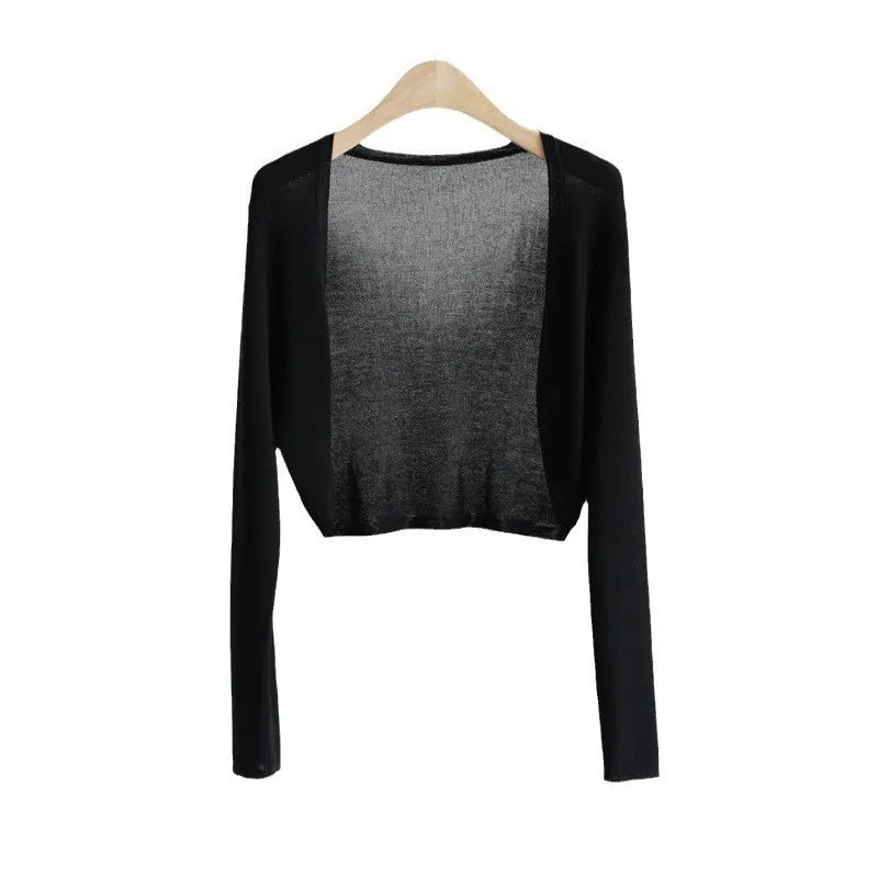 Sun Protection Knit Cardigan Women's Thin Coat Ice Silk Outerwear Cover-up Shawl Air Conditioning Shirt Summer