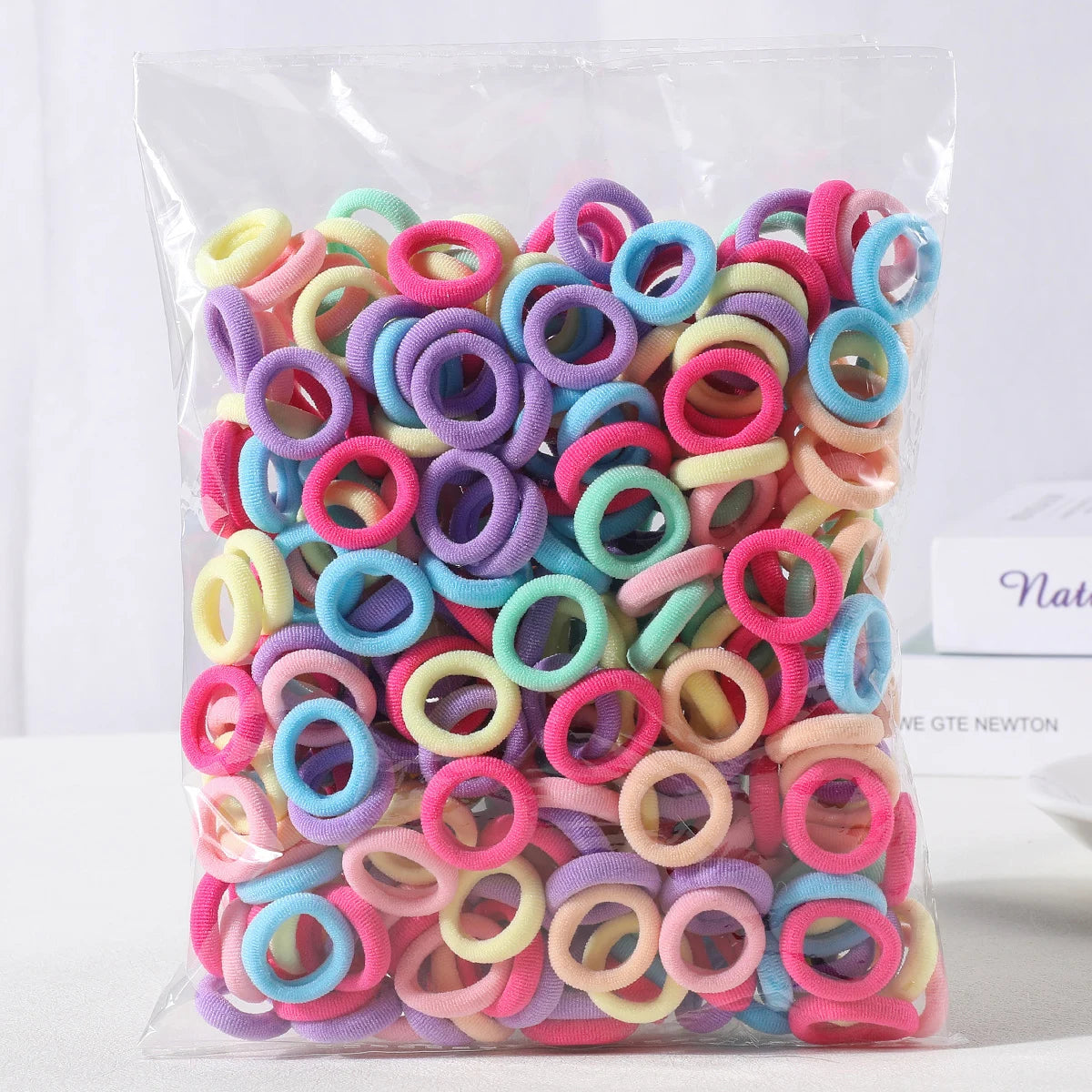 100 Pack Colorful Nylon Hair Ties For Kids Gentle Soft - Smarsty
