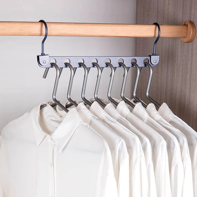 8 Holes Storage Rack for Clothes Hanger Organizer Foldable Rotatable Magic Metal Hangers Storage Rack Wardrobe Space Saver Hook by Smarsty