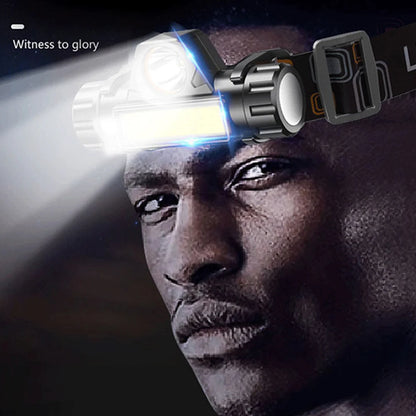 XPE+COB Emergency Head Lamps 150LM 400mAh Strong Light Flashlights Micro-USB Rechargeable IPX4 Waterproof for Outdoor Activities
