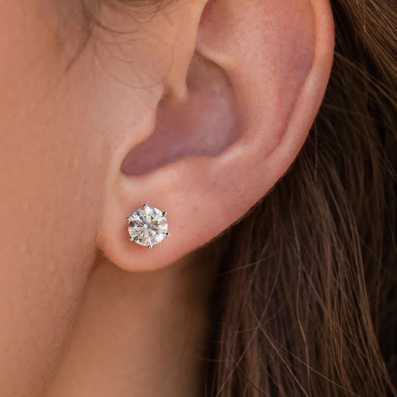 D Color Certified Moissanite Stud Earrings 925 Sterling - Smarsty