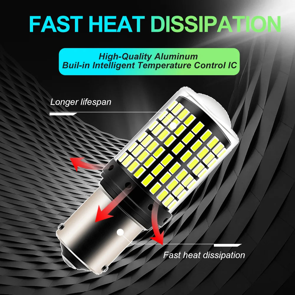 2pcs 1156 BA15S P21W BAU15S PY21W T20 7440 W21W 3157 1157 P21/5W W21/5W LED Bulbs 144smd Led 95% CanBus Lamp Turn Signal Light - Smarsty