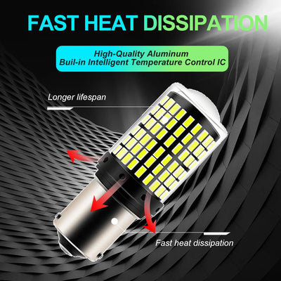 2pcs 1156 BA15S P21W BAU15S PY21W T20 7440 W21W 3157 1157 P21/5W W21/5W LED Bulbs 144smd Led 95% CanBus Lamp Turn Signal Light - Smarsty