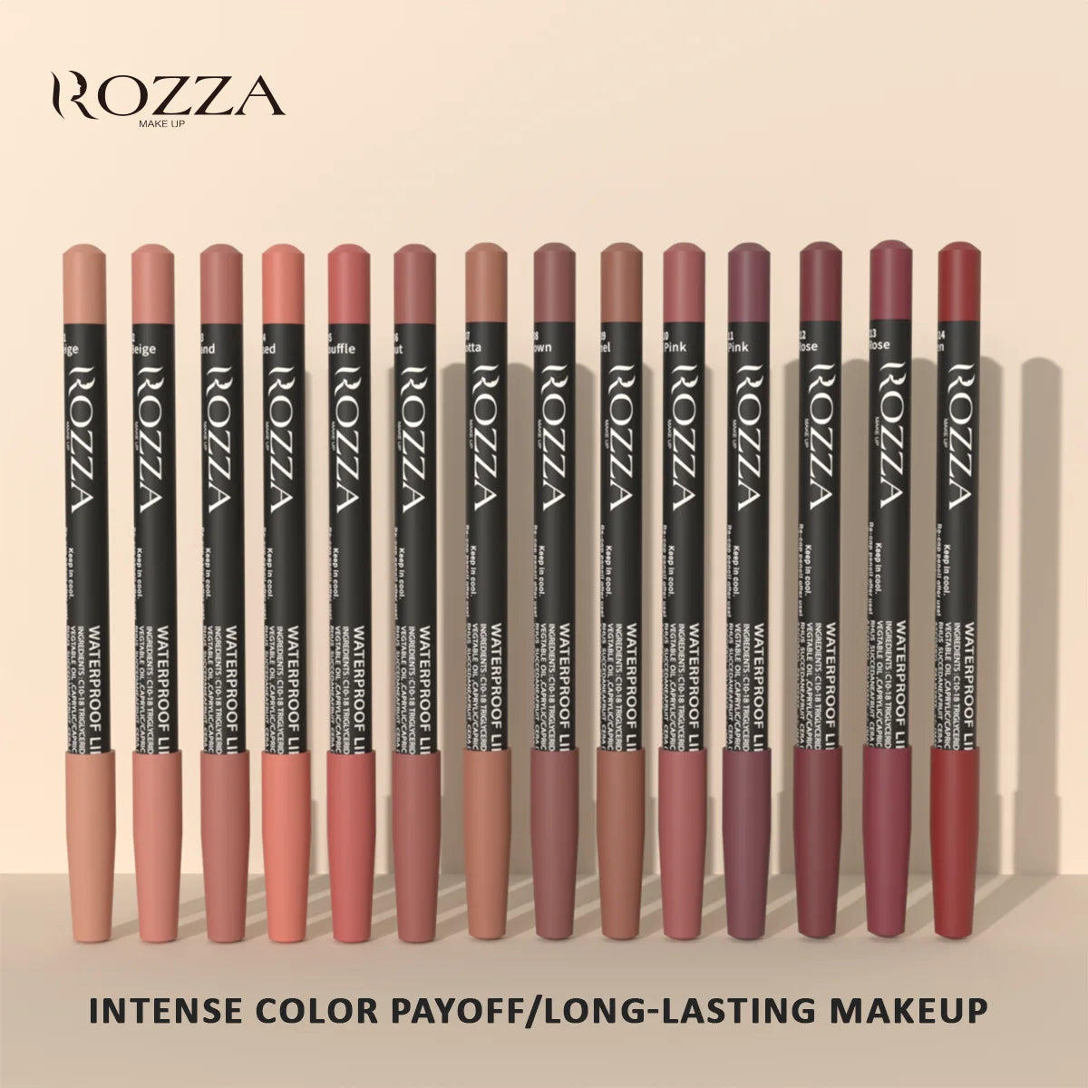 Rozza Waterproof Lip Liner Pencil Set for Long Lasting Wear - Smarsty
