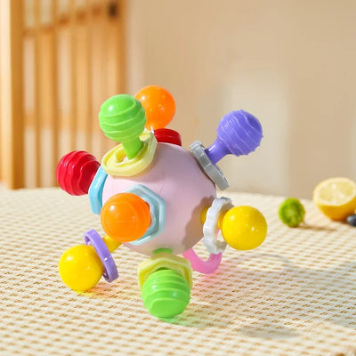 Baby Toys 0 12 Months Rotating Rattle Ball Grasping Activity Baby Development Toy Silicone Teether Baby Sensory Toys for Babies - Smarsty