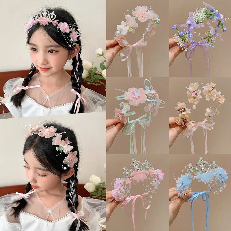 Girls Flower Ribbon Headband For Party Lightweight Soft - Smarsty