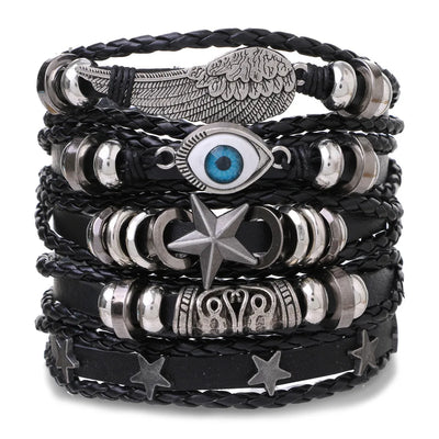 Viking Leather Bracelet For Men Adjustable Skull Design - Smarsty