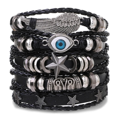 Viking Leather Bracelet For Men Adjustable Skull Design - Smarsty