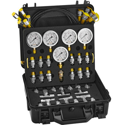 SucceBuy Hydraulic Pressure Test Kits Excavator Hydraulic Test Gauge Sets with Carrying Case for Excavator Tractors Machinery - Smarsty