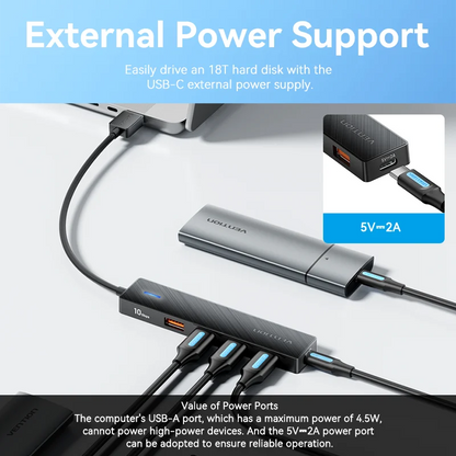4 Port USB Hub USB 3 Gen 2 10Gbps LaptopCompatibleDevice