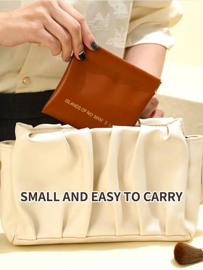Pu Makeup Bag Storage Bags Shrapnel Bag Automatic Closing Data Cable Headphone Storage Bag Red Envelope Coin Purse Waterproof - Smarsty