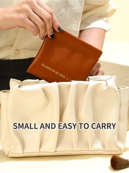 Pu Makeup Bag Storage Bags Shrapnel Bag Automatic Closing Data Cable Headphone Storage Bag Red Envelope Coin Purse Waterproof - Smarsty