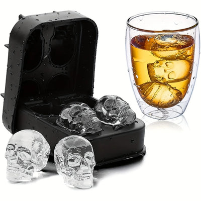 Skull Ice Ball Mold Silicone 3D Flexible Ice Cube Trays BPA Free Ice Trays For Freezer Horror Skull Head Cocktail Ice Ball Maker - Smarsty