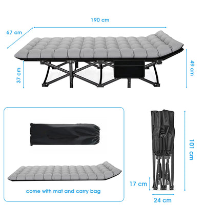 Folding Camping Cot Camp Cots Portable Heavy Duty Outdoor Camping Bed for Adults Home Beach RV Noon Break 200KG Bearing - Smarsty