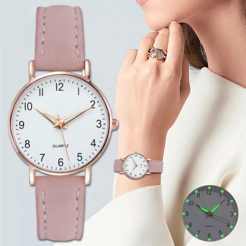 Fashion Women Quartz Watch with Leather Band - Smarsty