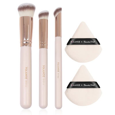 Maange 3Pcs Makeup Brushes and 2Pcs Powder Puffs Set - Smarsty