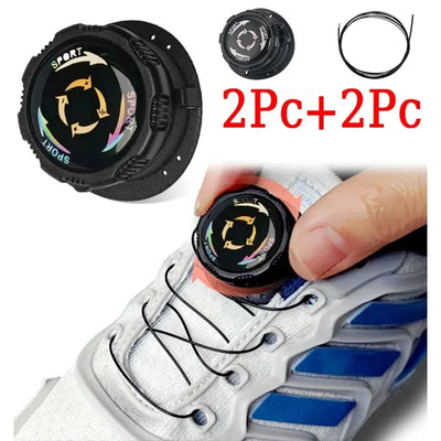 1pair Metal Wire Swivel Automatic Buckle Rope Sneaker ShoeLaces for Kids/Adult No Tie Shoe Laces Quick Lock Shoestrings Sneakers - Smarsty
