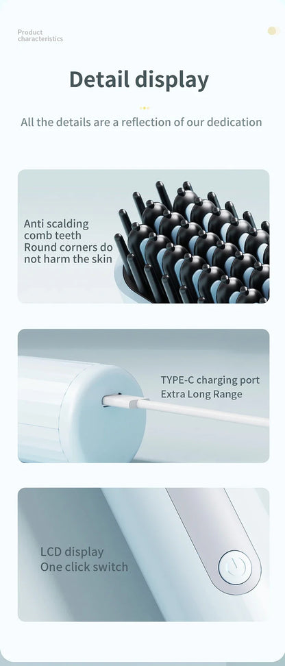 Portable Wireless Hair Straightener with Negative Ion Technology - Smarsty