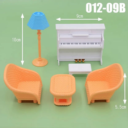 Dollhouse Furniture Kitchen Play Set Miniature Refrigerator 1:12 Mini Food Living Room Sofa Set Pretend Play Accessores Toy by Smarsty