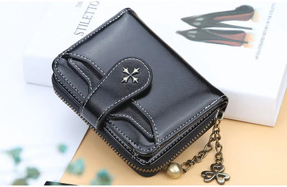 Women Wallets and Purses PU Leather Money Bag Female Short Hasp Purse Small Coin Card Holders Blue Red Clutch New Women Wallet - Smarsty