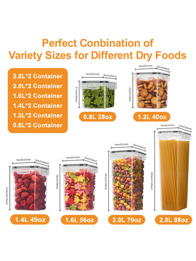 24pcs，Sealed food storage containers with LIDS - lunch boxes ideal for organizing and storing grains, rice, pasta, tea, nuts - Smarsty