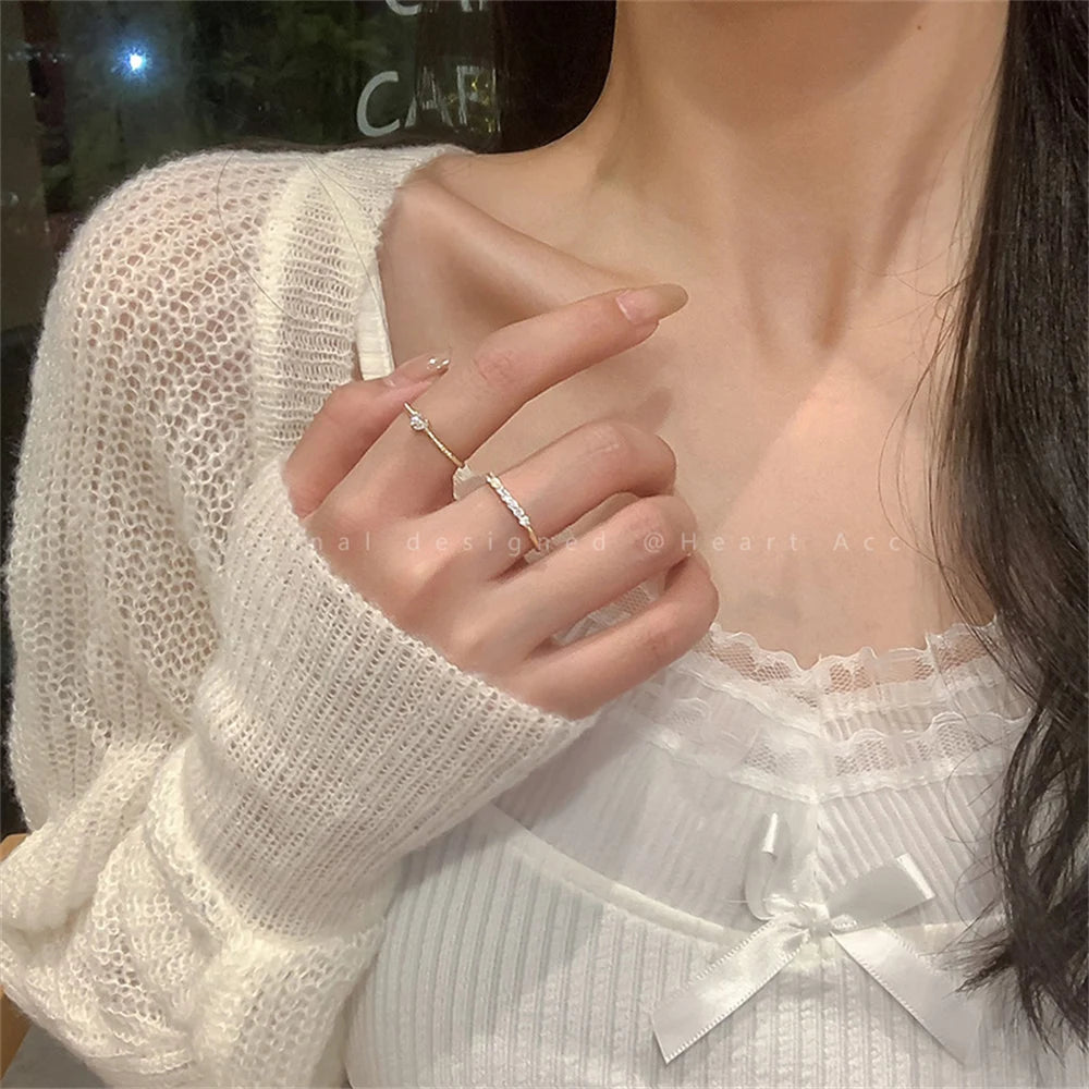 Elegant Dainty Crystal Heart Rings Set for Women - Smarsty