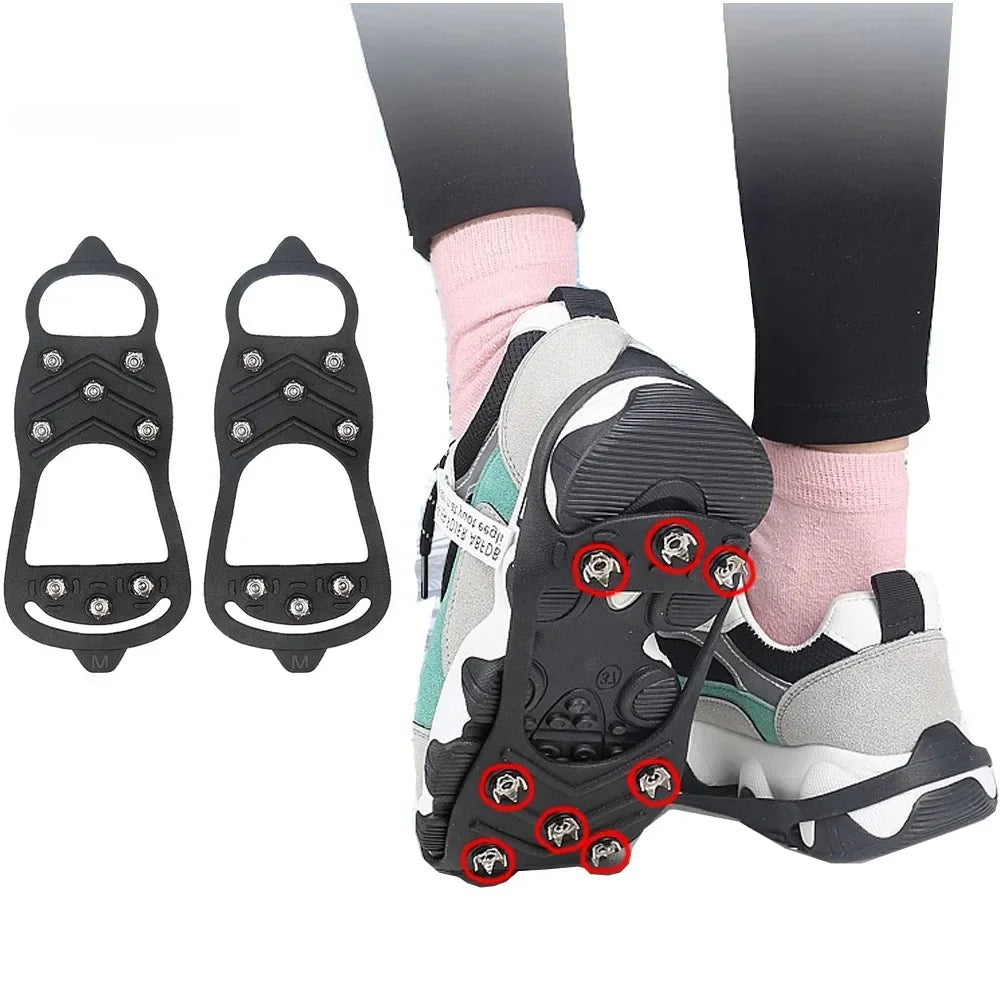 8 Teeth Ice Gripper Spike for Shoes Winter Outdoor Anti-Slip Hiking Mountain Climbing Ice Snow Crampons Anti-slip Shoe Covers - Smarsty