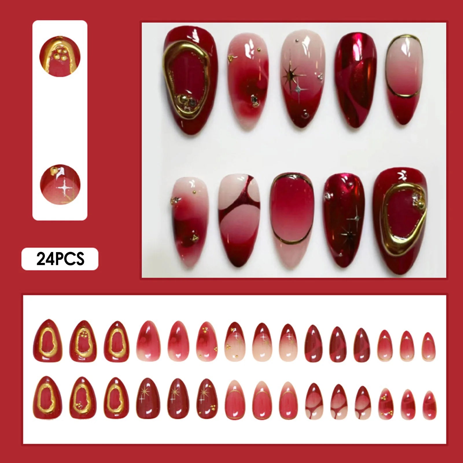 24pcs Flower Design Fake Nail Tips Full Cover - Smarsty