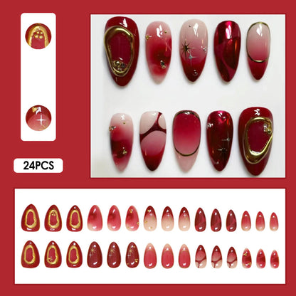 24pcs Flower Design Fake Nail Tips Full Cover - Smarsty