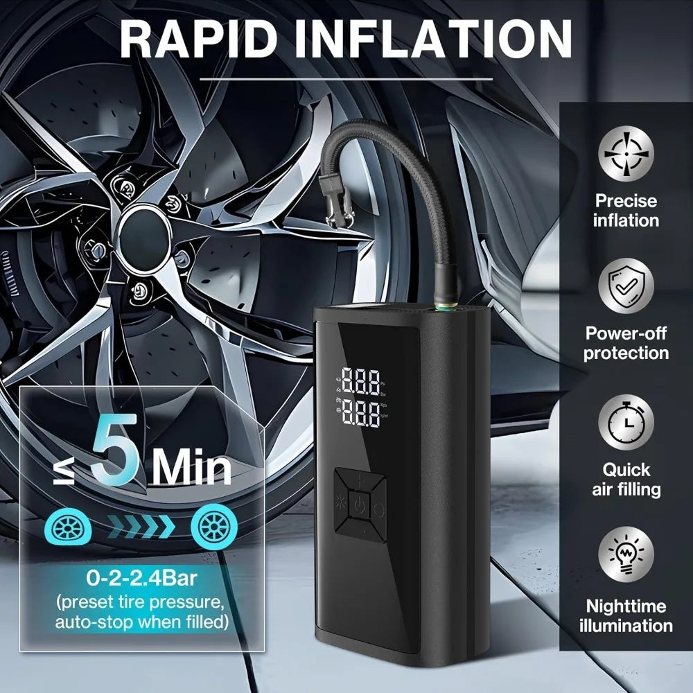 Handheld Air Compressor Portable Pump With Digital Gauge - Smarsty