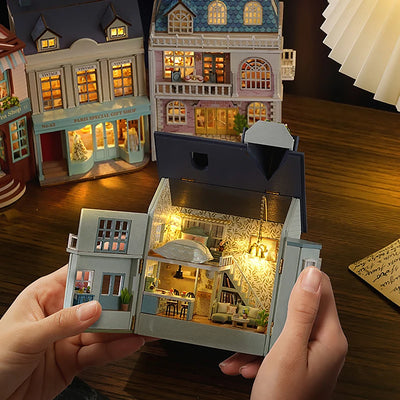 DIY Mini Wooden Doll House Assembly Building Model Pink Princess Villa Architecture Kit 3D Puzzle Dollhouse With Furniture Gifts by Smarsty