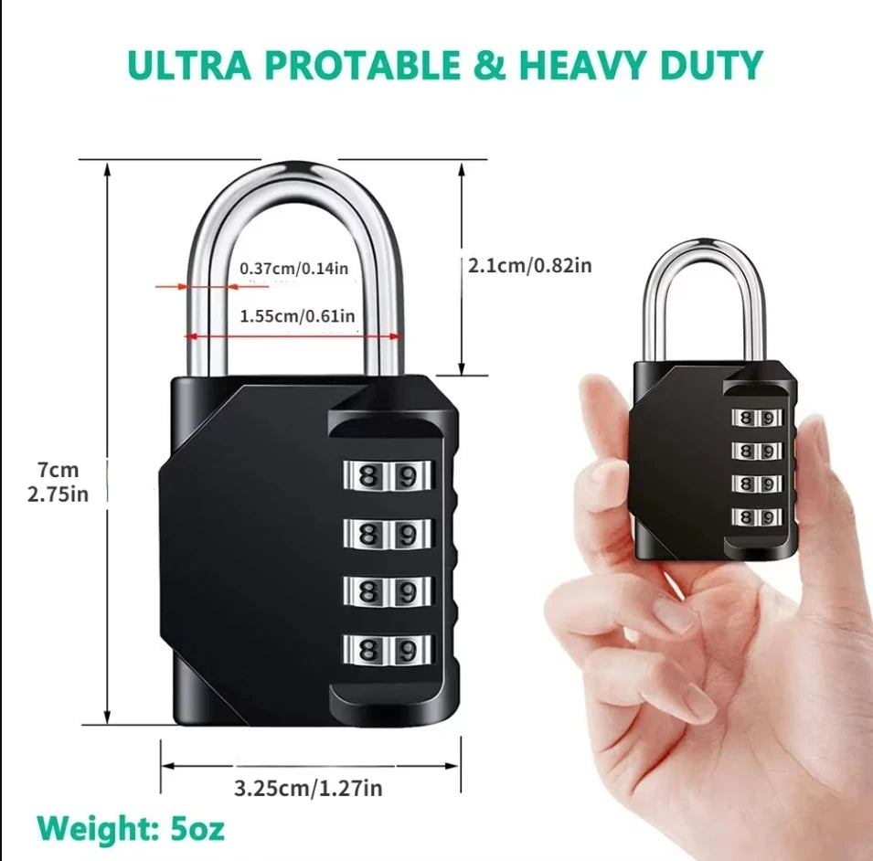 1pc Combination Lock Resettable 4 Digit Padlock with Combination Waterproof and Heavy Duty Combination Padlock Outdoor - Smarsty