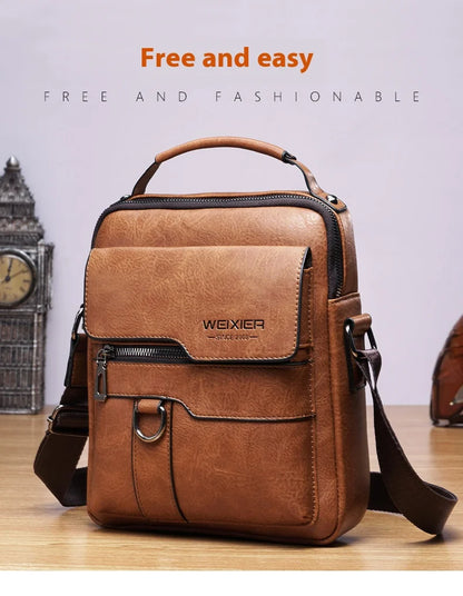 Mens PU Leather Shoulder Bag Crossbody for Travel Everyday - Smarsty