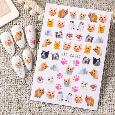 Cute 3D Cartoon Nail Art Stickers for Dogs and Cats - Smarsty