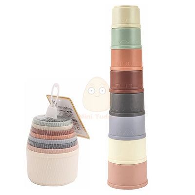 Baby Toys Stacking Cup Cartoon Early Educational Learning Color Number Nesting Sorting Bath Shower Play Water Sand Game For Kids - Smarsty