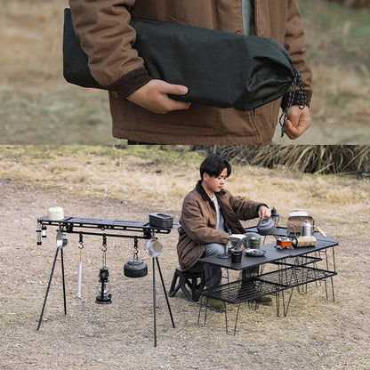 Foldable Camping Tripod Top Plate High Strength Bending Camping Hanging Rack Top Plate with Hanging Hole for BBQ Picnic Hiking