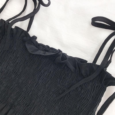 Sexy Tank Top Bow Halter Crop Tops Women Summer Folds Camis Backless Camisole Casual Bandage Tee Female Sleeveless Cropped Vest - Smarsty