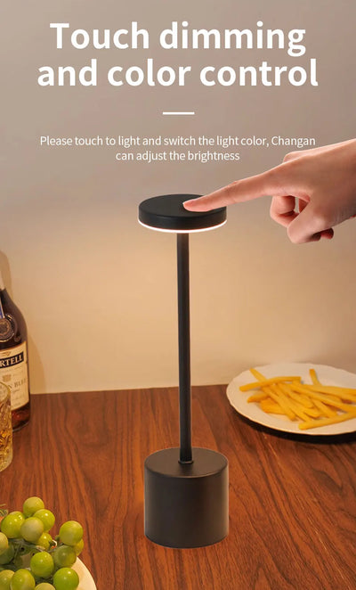 Classic Table Lamp USB Rechargeable Night Light Stepless Dimming Touch Desk Lamp 3 Colors Bedside Lamp Bar Hotel Decoration - Smarsty