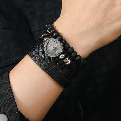 Men’s Leather Braided Bracelets Vintage Ethnic Wristband - Smarsty
