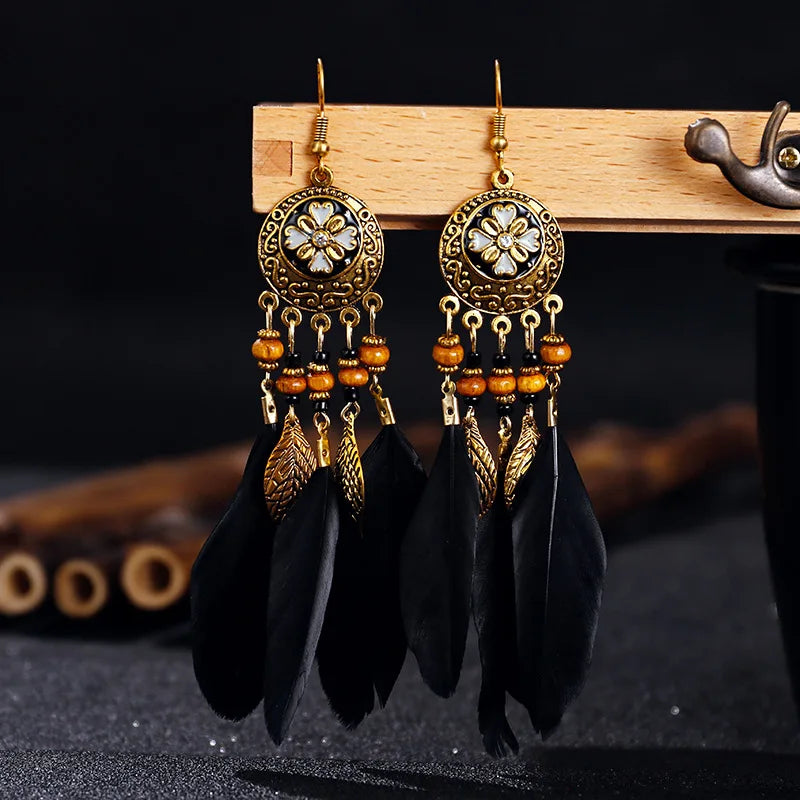 Trendy Bohemian Vintage Tassel Drop Earrings for Women - Smarsty